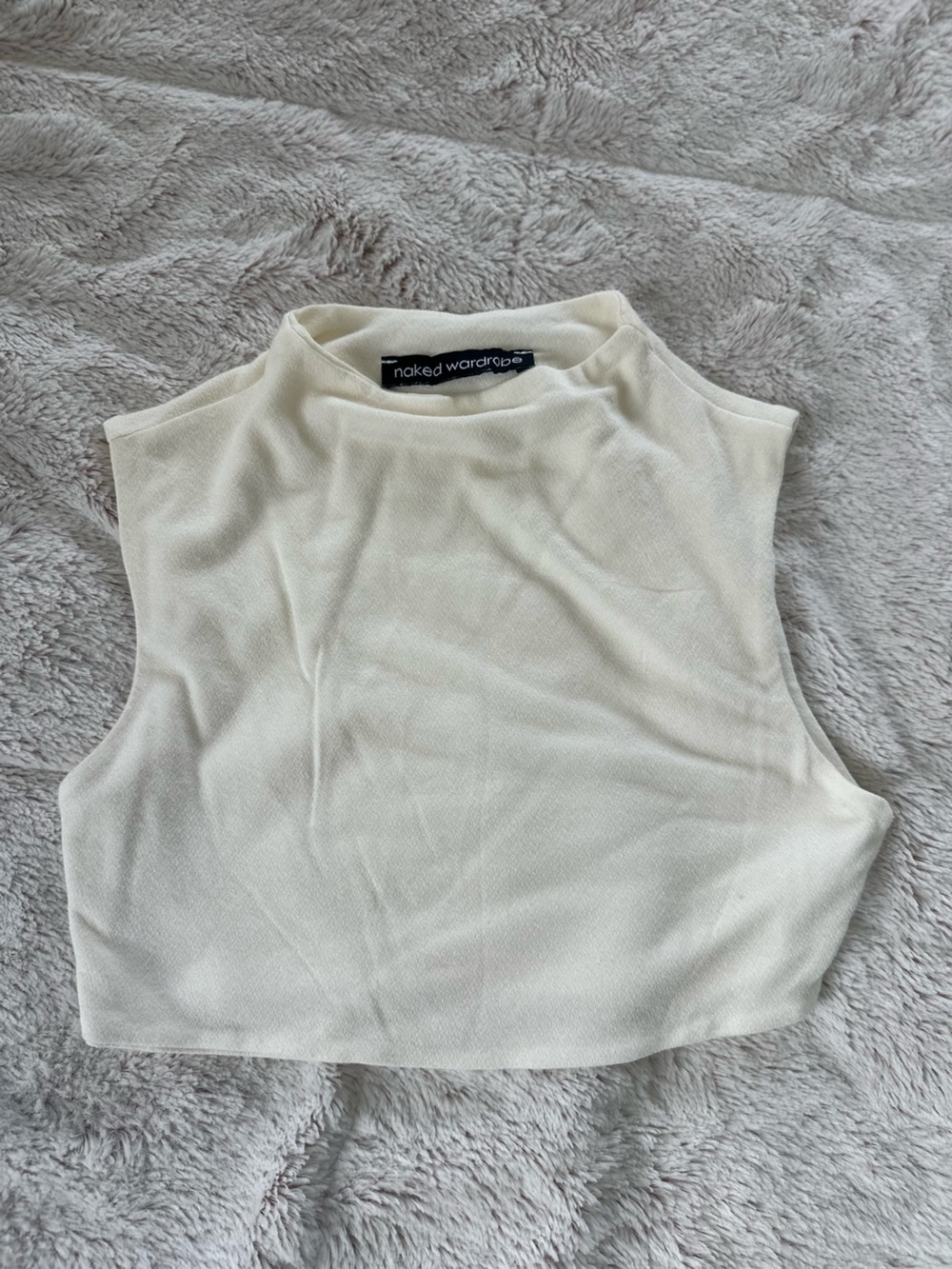 Naked wardrobe white crop tank